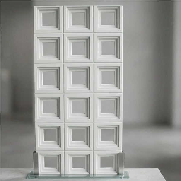 PU Stone – Square Grid Pattern Decorative Wall Panel (2 ft x 4 ft)